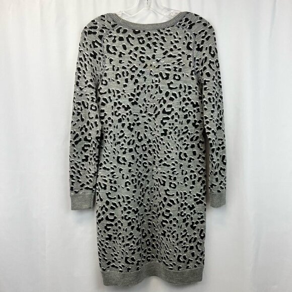 Loft Womens Sweater Dress Multicolor Leopard Ribbed Triangle Neckline Petites S - Picture 5 of 10
